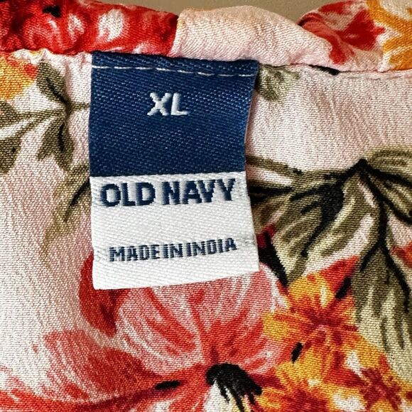 Old Navy Top XL Floral Boho Peasant Blouse Puff Sleeve Ruffle Bloomcore NWT - Picture 6 of 13